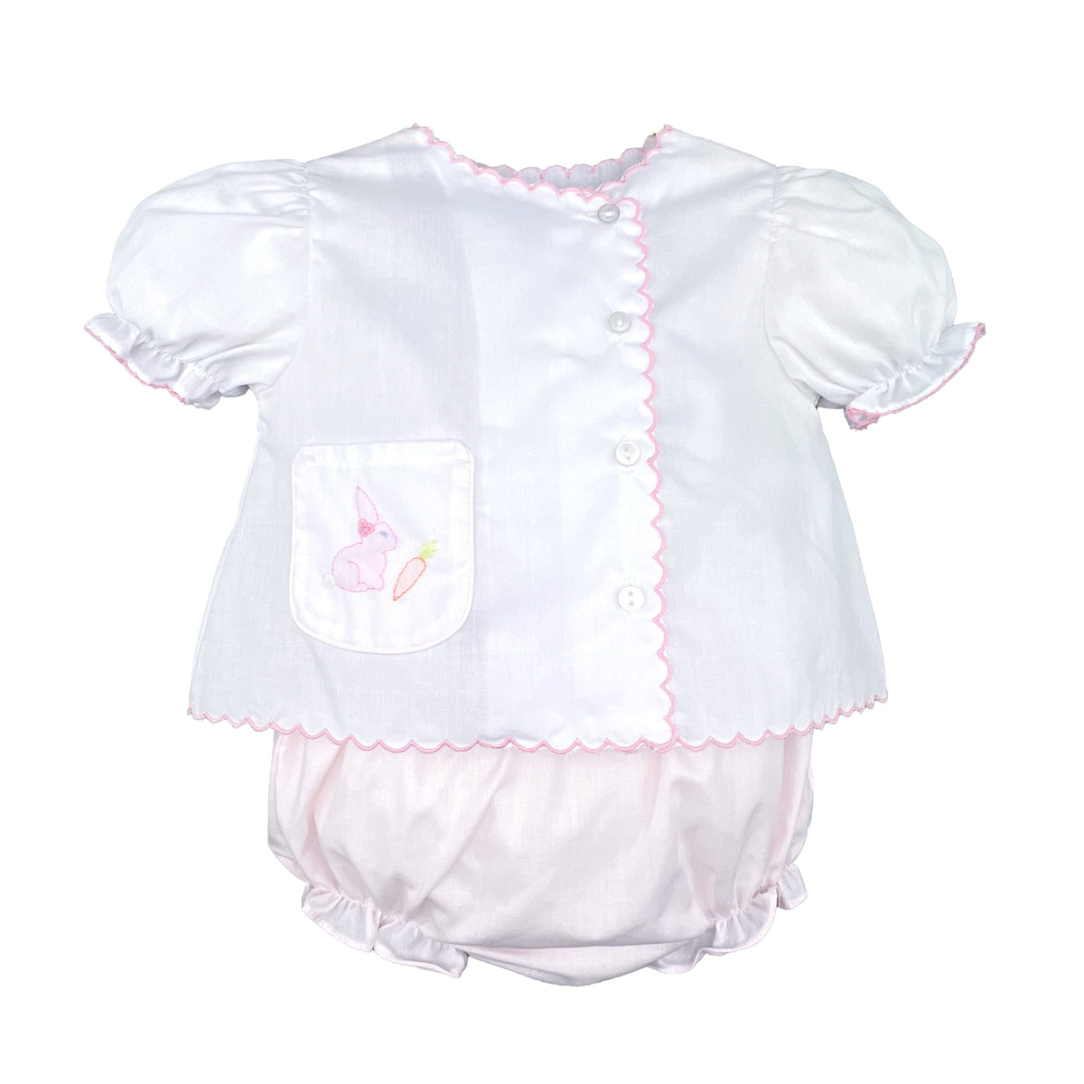 Petit Ami Shadow Stitched Bunny Diaper Set - Pink