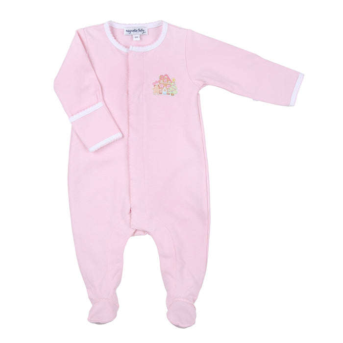 Magnolia Baby Sweet Gingerbread Embroidered Footie - Pink