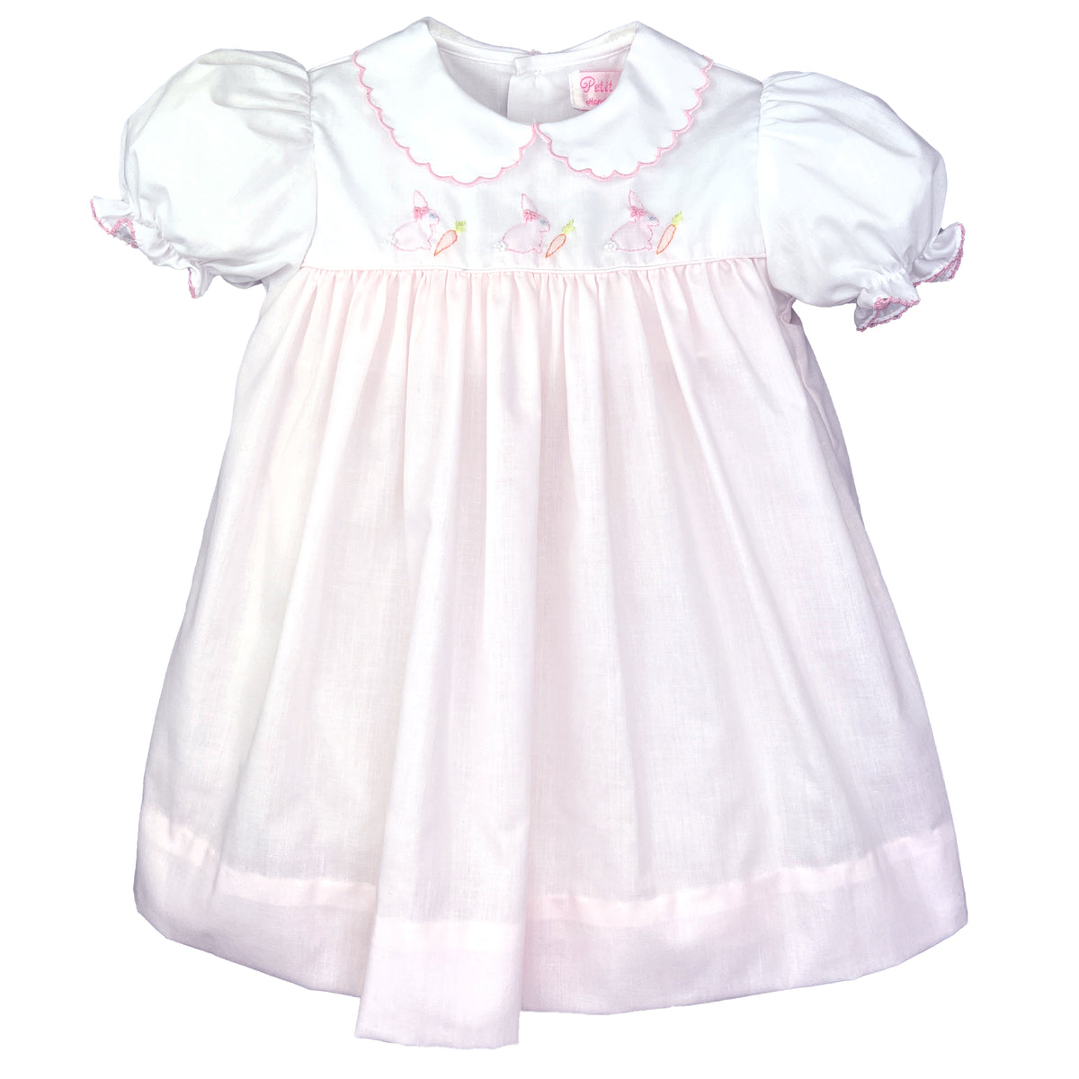 Petit Ami Shadow Stitched Bunny Dress - Pink