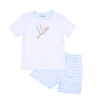 Magnolia Baby Batter Up Appliqué Short Set - Blue