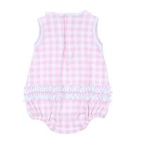 Magnolia Baby Batter Up Appliqué Ruffle Sleeveless Bubble - Pink