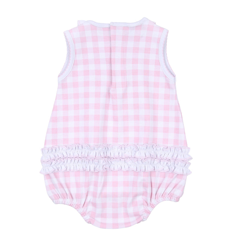 Magnolia Baby Batter Up Appliqué Ruffle Sleeveless Bubble - Pink