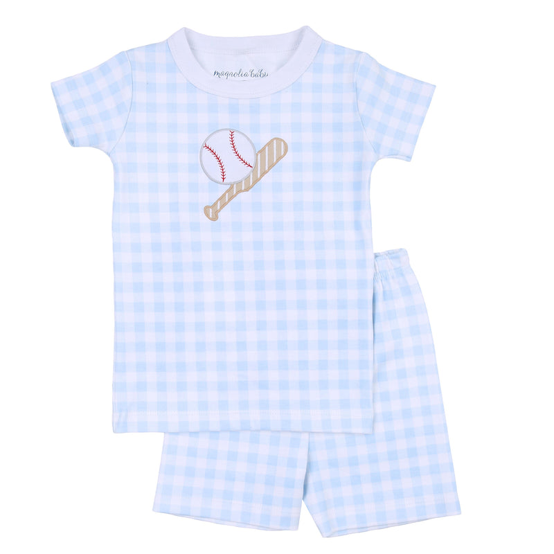 Magnolia Baby Batter Up Appliqué Short Pajamas - Blue