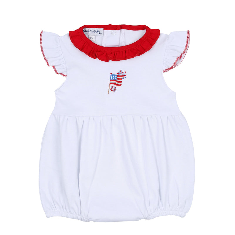 Magnolia Baby Red, White and Blue! Embroidered Flutters Bubble