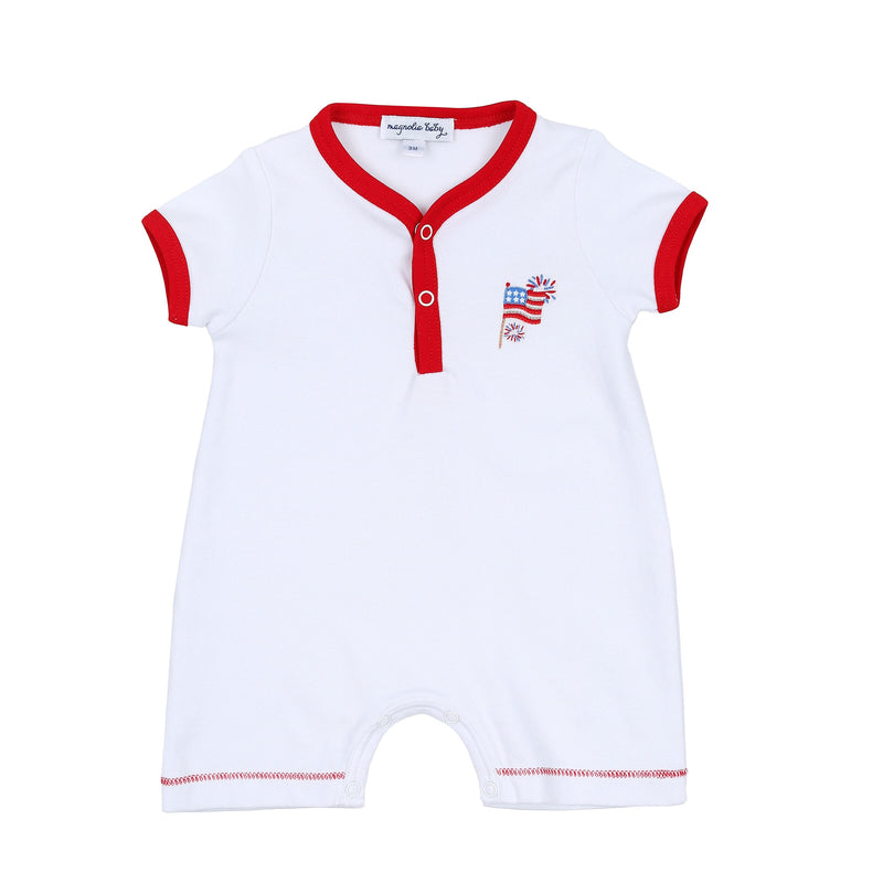 Magnolia Baby Red, White and Blue! Embroidered Short Playsuit