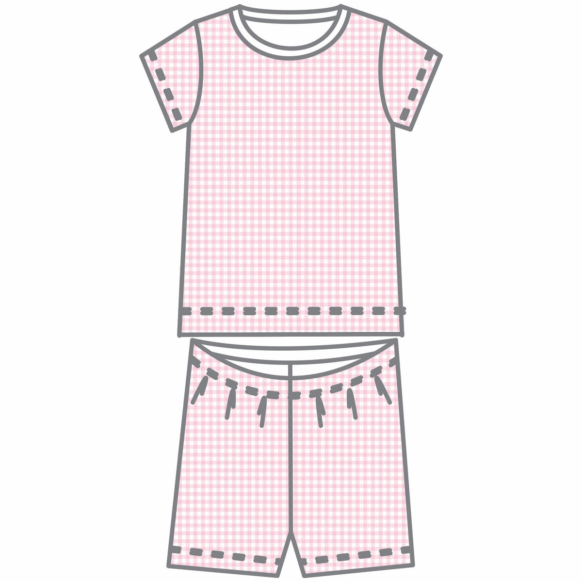 Magnolia Baby Mini Checks Short Pajamas - Pink