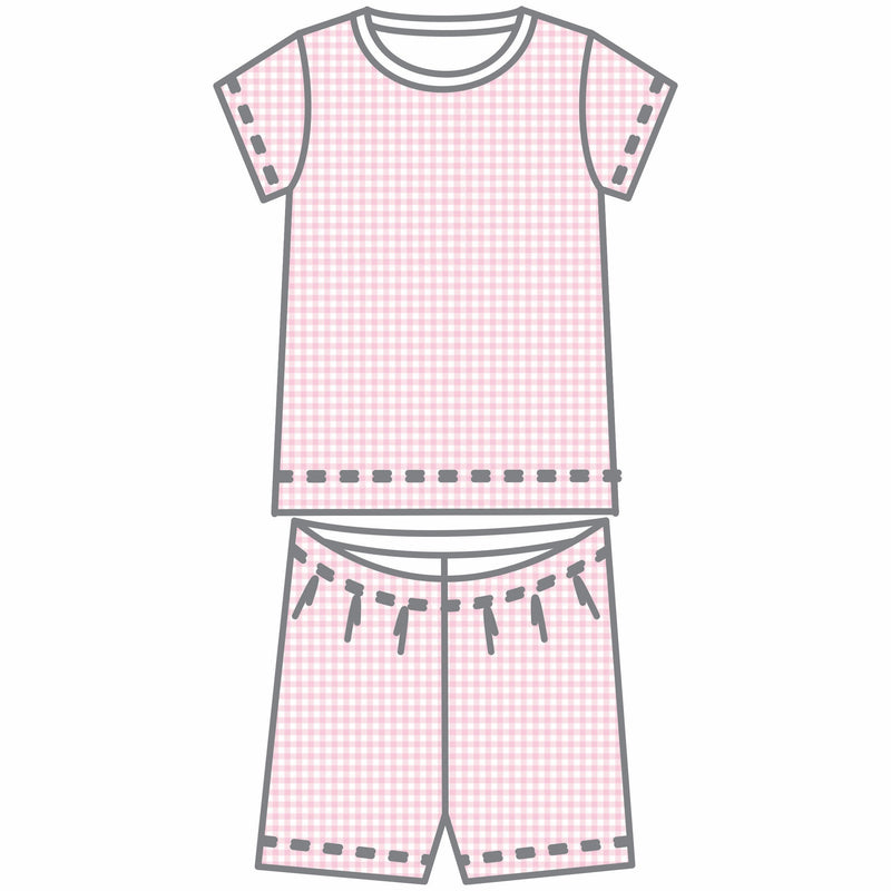 Magnolia Baby Mini Checks Short Pajamas - Pink