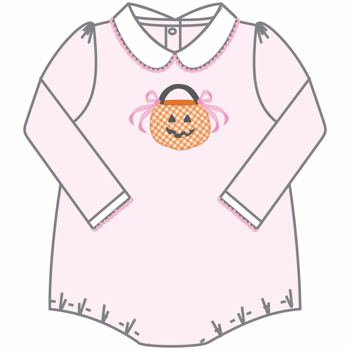 Magnolia Baby Trick or Treat Appliqué Collared Bubble - Pink