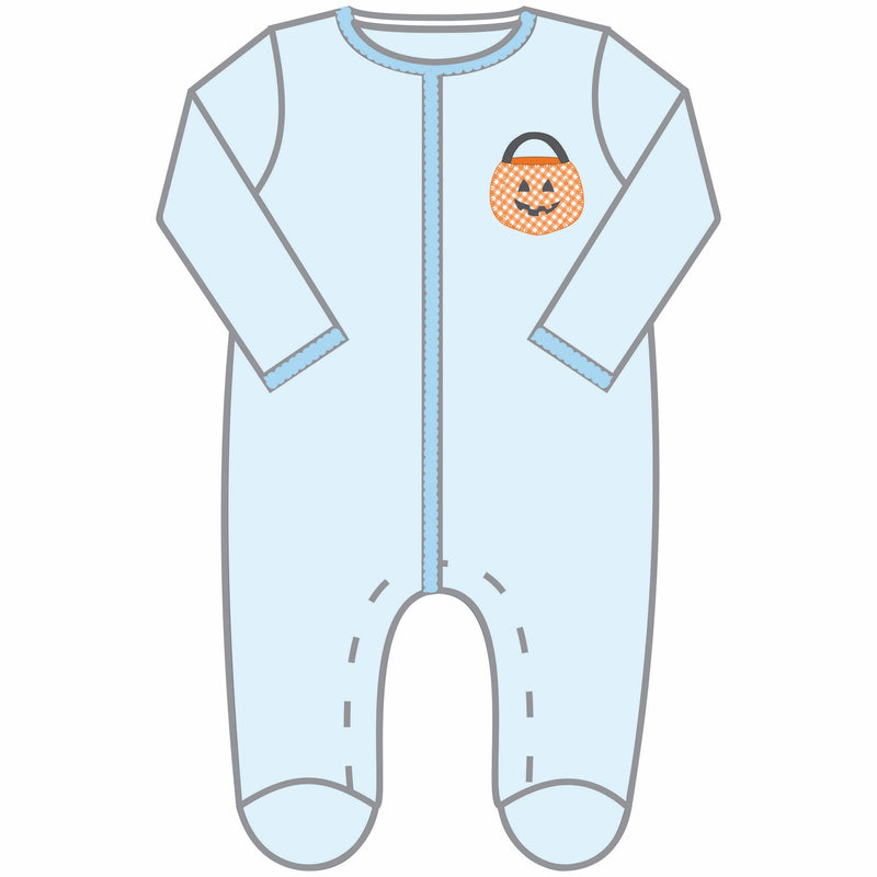 Magnolia Baby Trick or Treat Appliqué Footie - Blue