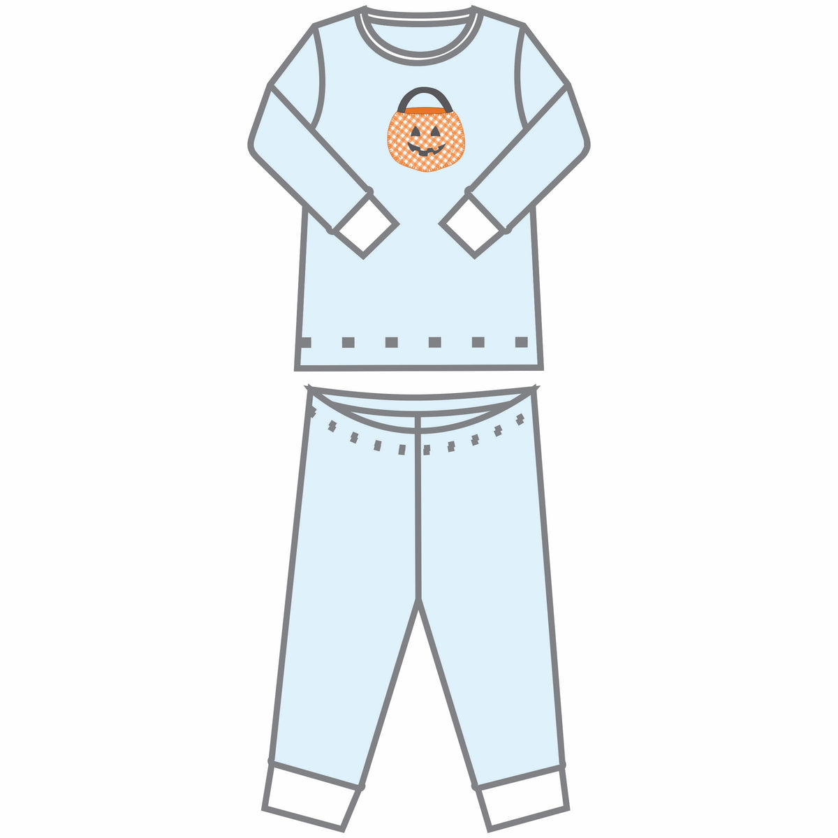 Magnolia Baby Trick or Treat Appliqué Long Pajamas - Blue