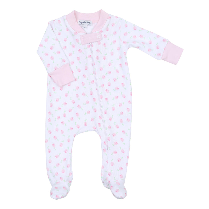 Magnolia Baby Tessa's Classics Printed Zipper Footie - Pink