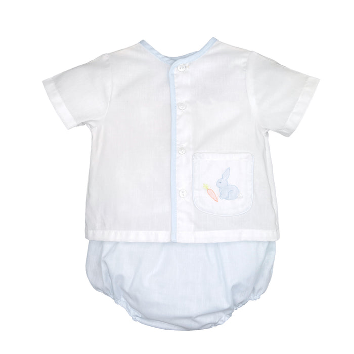 Petit Ami Shadow Stitched Bunny Diaper Set - Blue