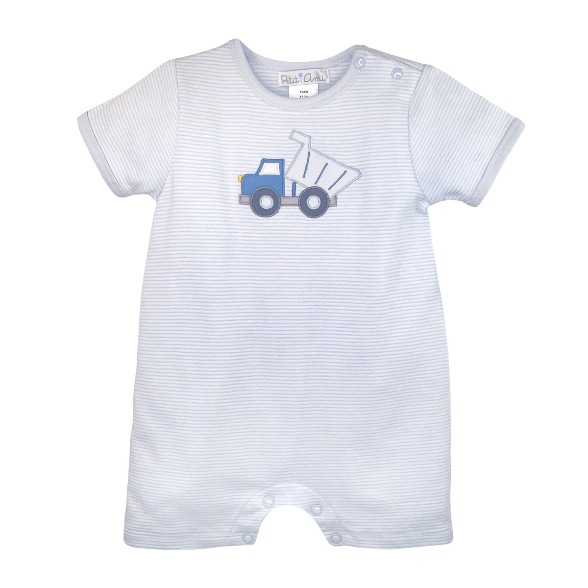 Petit Ami Dump Truck Romper - Blue