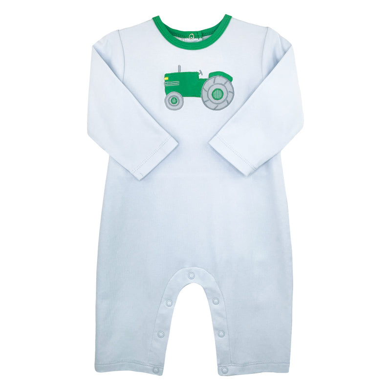 Petit Ami Tractor Romper - Blue