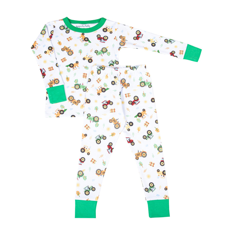 Magnolia Baby Tractor Time Long Pajamas - Green