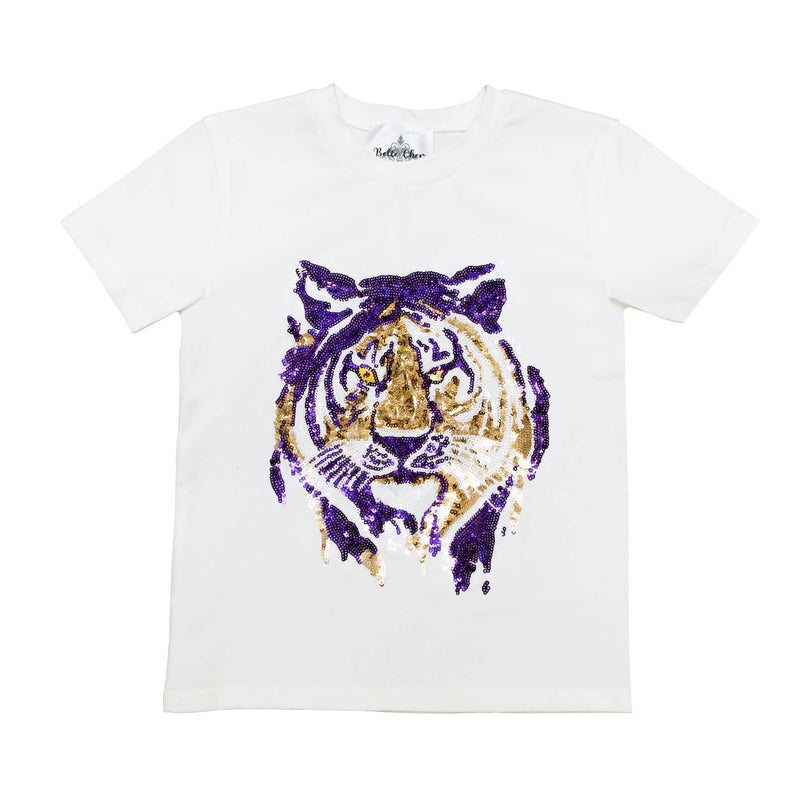 Belle Cher Tiger Sequin T-Shirt - White