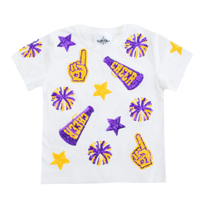 Belle Cher Cheer Sequin Shirt - Purple/Gold