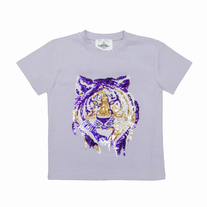 Belle Cher Tiger Sequin T-Shirt - Lavender