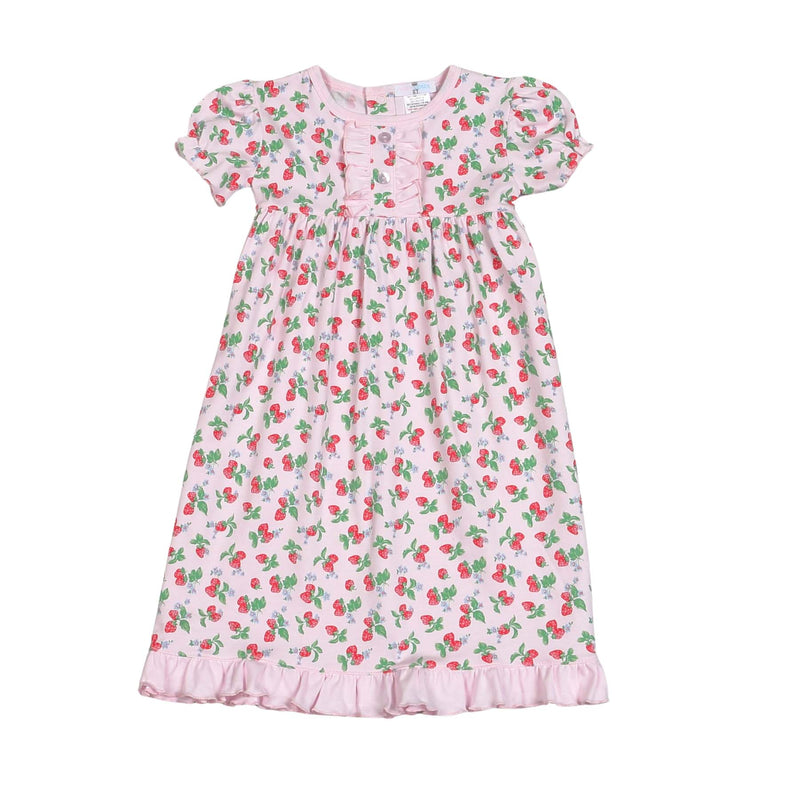 *Pre-Order* Baby Loren Girls Strawberries Nightgown - Pink