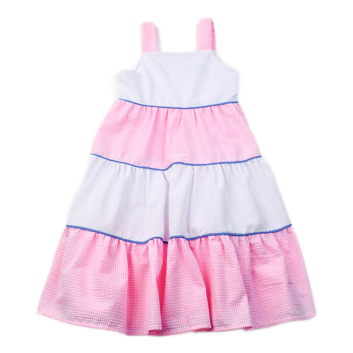 Funtasia Too Seersucker Dress - White/Pink/Blue