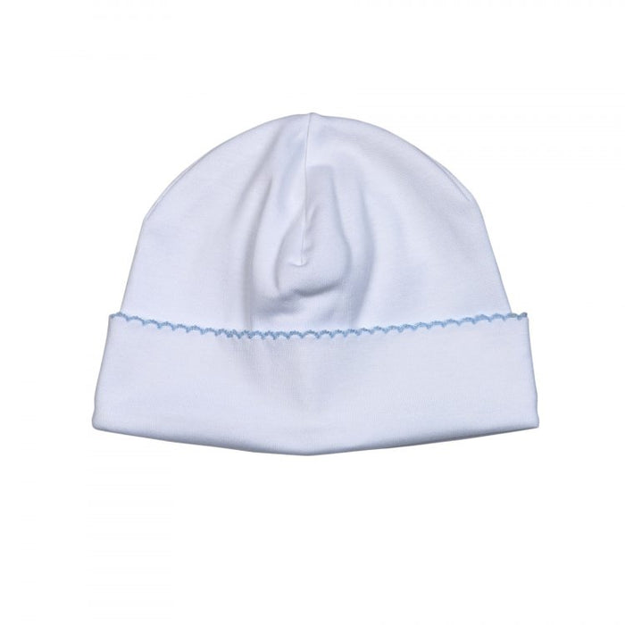 *Pre-Order* Baby Loren Hat - White w/ Blue Trim
