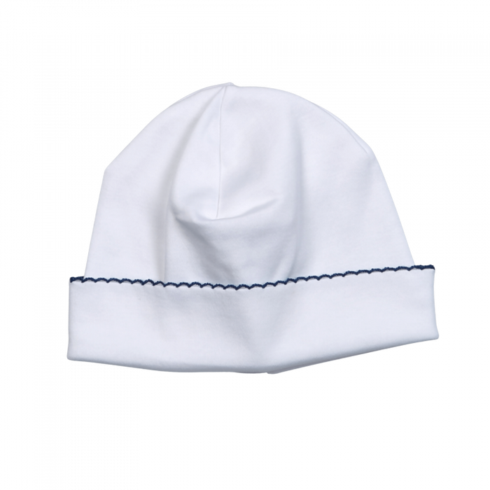 *Pre-Order* Baby Loren Hat - White w/ Navy Trim