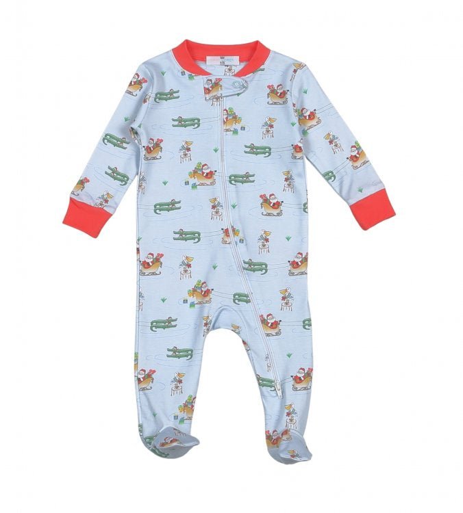 *Pre-Order* Baby Loren Boys Cajun Christmas Footie - Blue