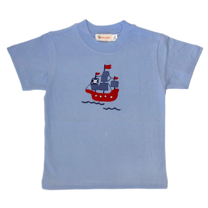 Luigi Kids Pirate Ship T-Shirt - Sky Blue