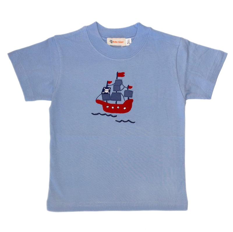 Luigi Kids Pirate Ship T-Shirt - Sky Blue