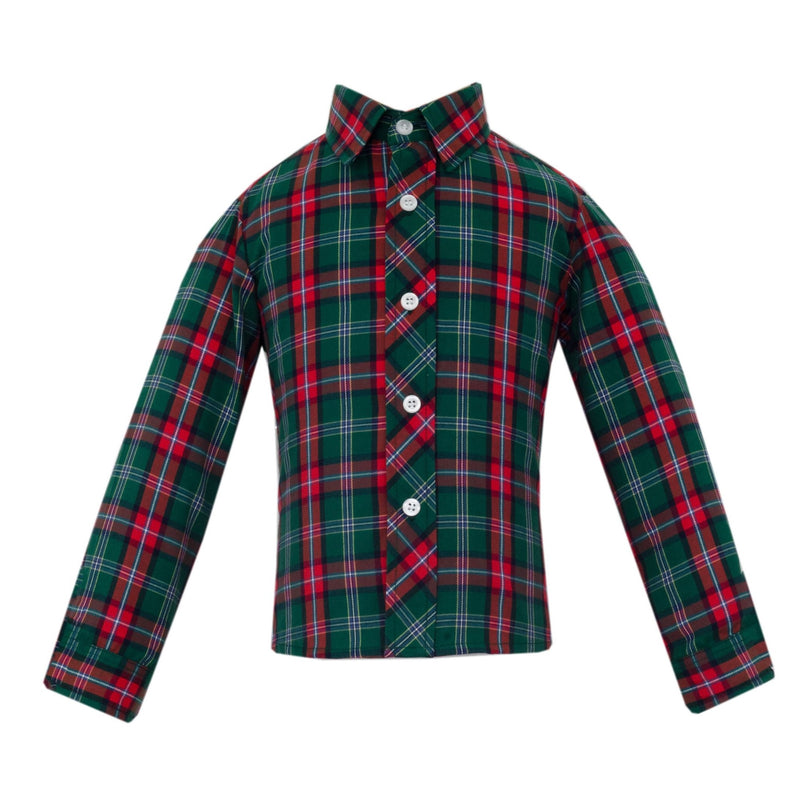 *Pre-Order* Anavini Green & Red Plaid Button Down Shirt