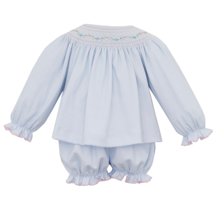 *Pre-Order* Petit Bebe Smocked Bloomer Set - Blue/Pink