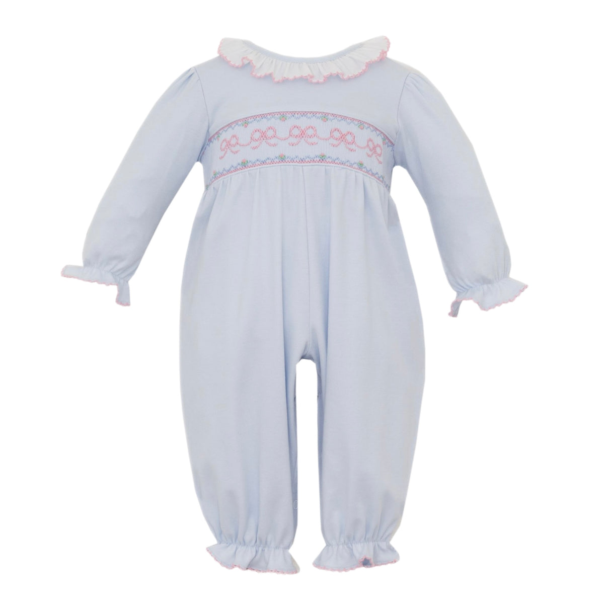 *Pre-Order* Petit Bebe Bows Romper - Blue/Pink