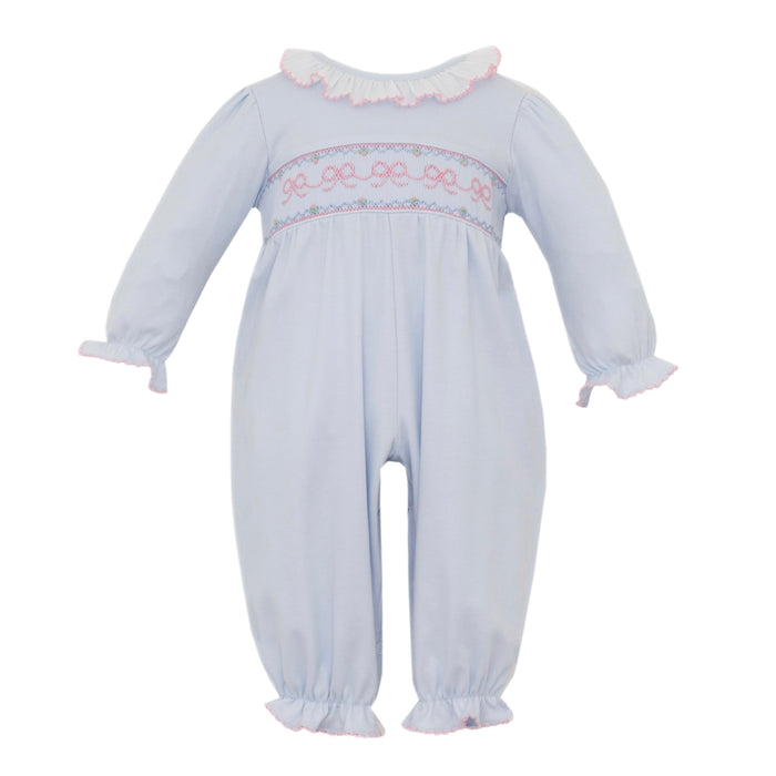 *Pre-Order* Petit Bebe Bows Romper - Blue/Pink