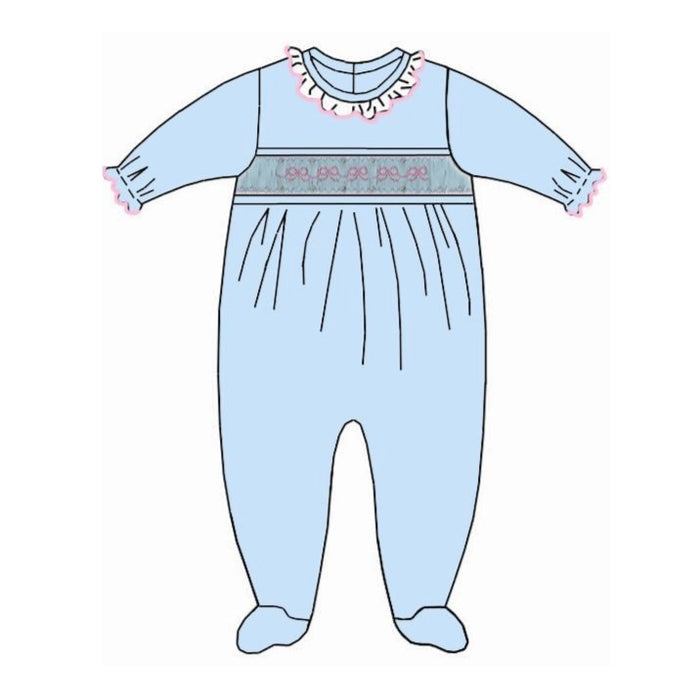*Pre-Order* Petit Bebe Bows Footie - Blue/Pink