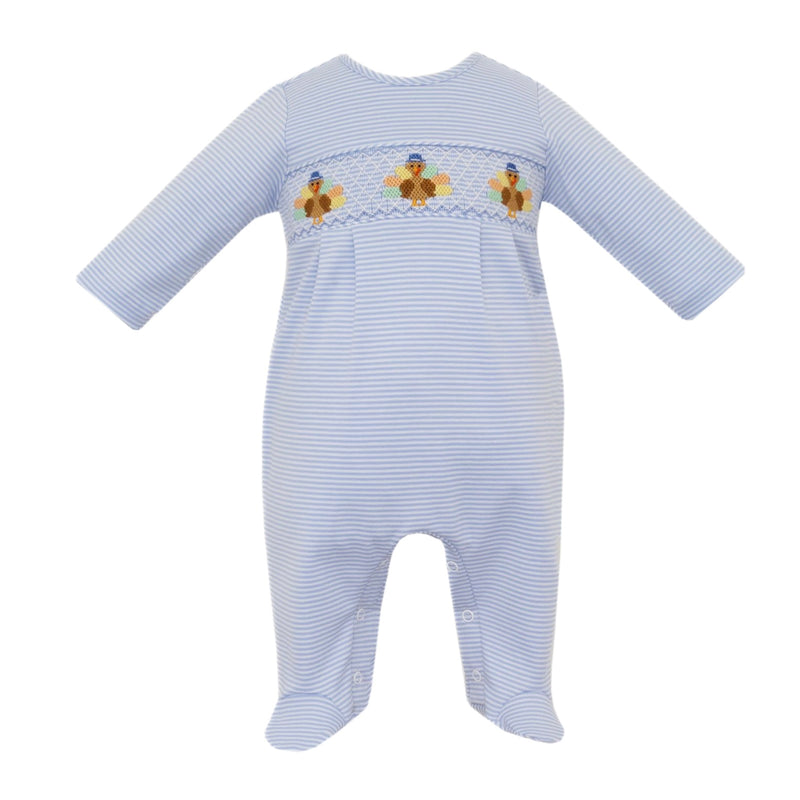 *Pre-Order* Petit Bebe Turkey Footie - Blue
