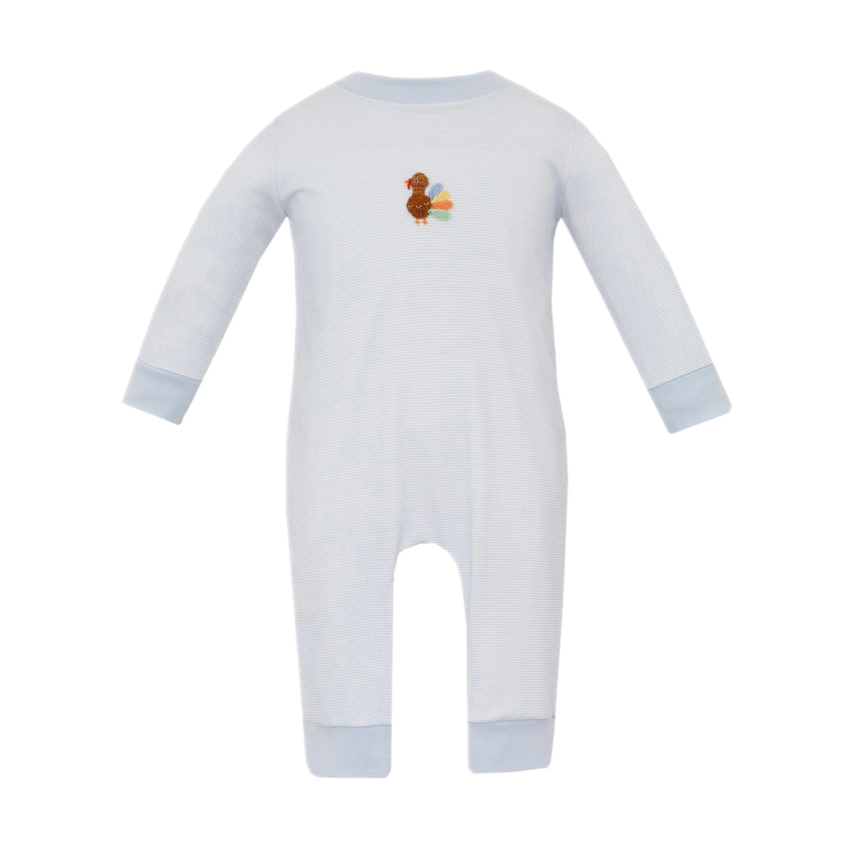 *Pre-Order* Petit Bebe Turkey Embroidered Romper - Blue