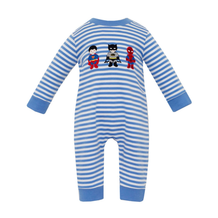 *Pre-Order* Claire & Charlie Superheros Romper - Periwinkle Blue