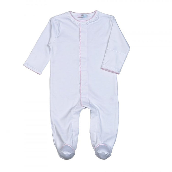 *Pre-Order* Baby Loren Footie - White w/ Pink Trim