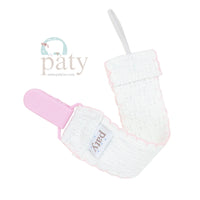 Paty, Inc. Knit Pacifier Clip - White w/ Colored Trim