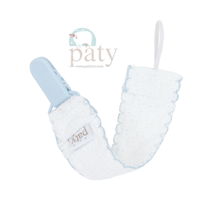 Paty, Inc. Knit Pacifier Clip - White w/ Colored Trim