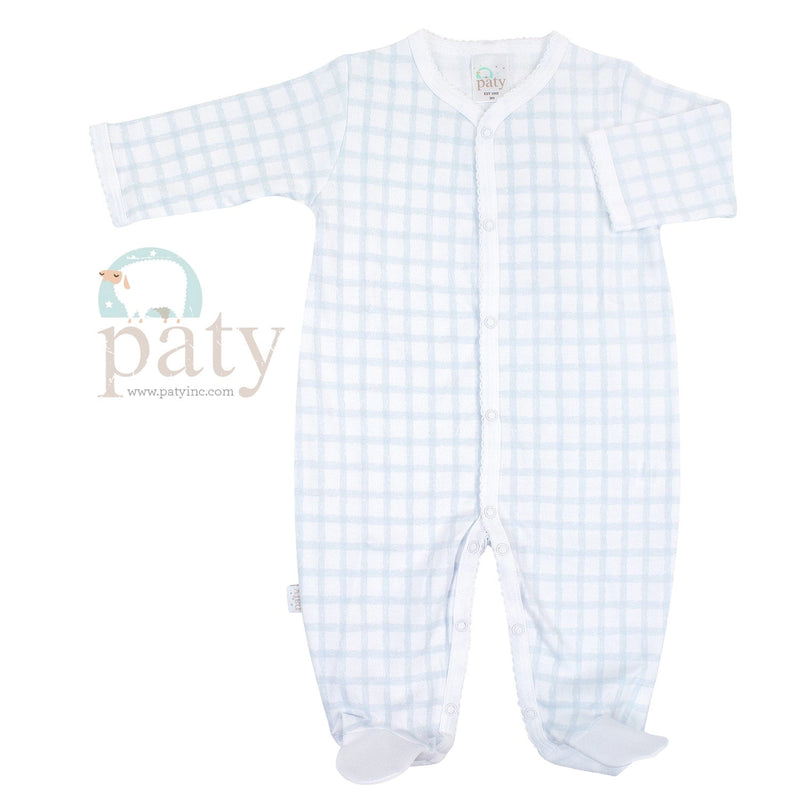 Paty, Inc. Pima Gingham Footie - Blue