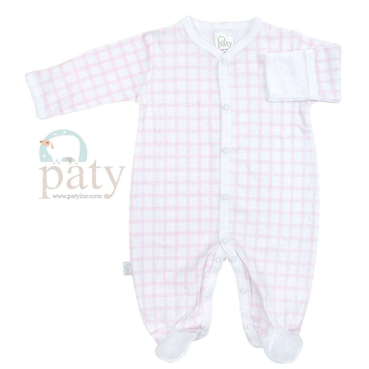 Paty, Inc. Pima Gingham Footie - Blue