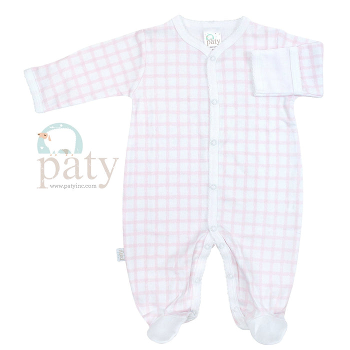 *Pre-Order* Paty, Inc. Pima Gingham Footie - Blue