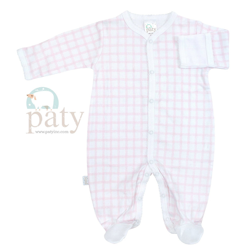Paty, Inc. Pima Gingham Footie - Blue