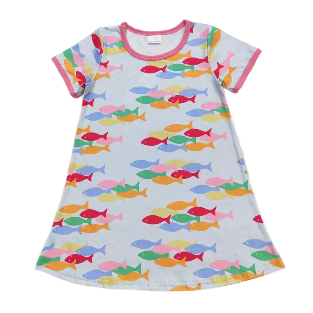 Girls Fish Dress - Blue