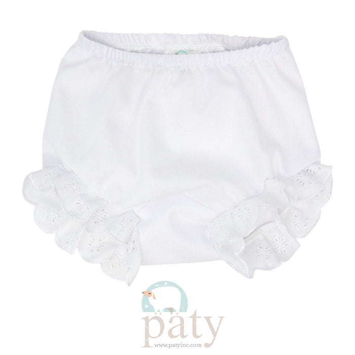 *Pre-Order* Paty, Inc. Diaper Cover w/ Eyelet - White