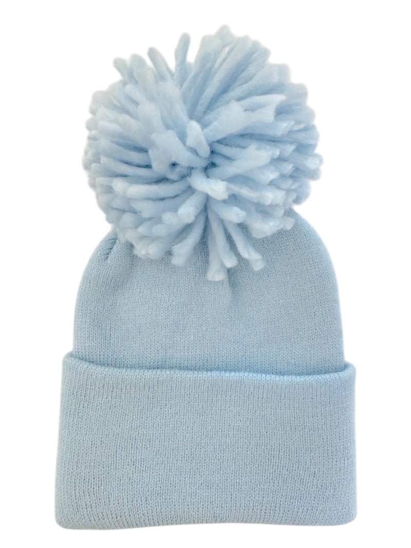 SpearmintLOVE Baby’s First Hat - Baby Blue Pom