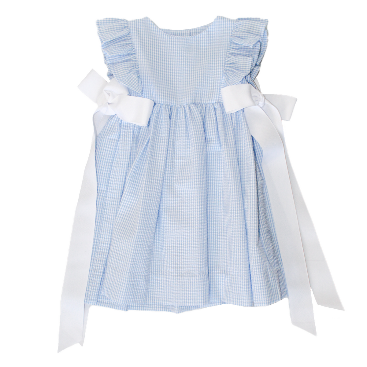 Funtasia Too Seersucker Dress w/ Bows - Blue