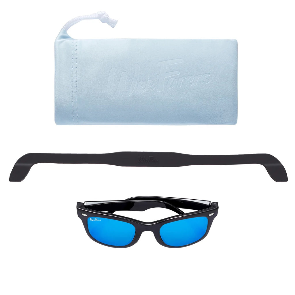 WeeFarers Polarized Kids Sunglasses - Black w/ Ocean Blue