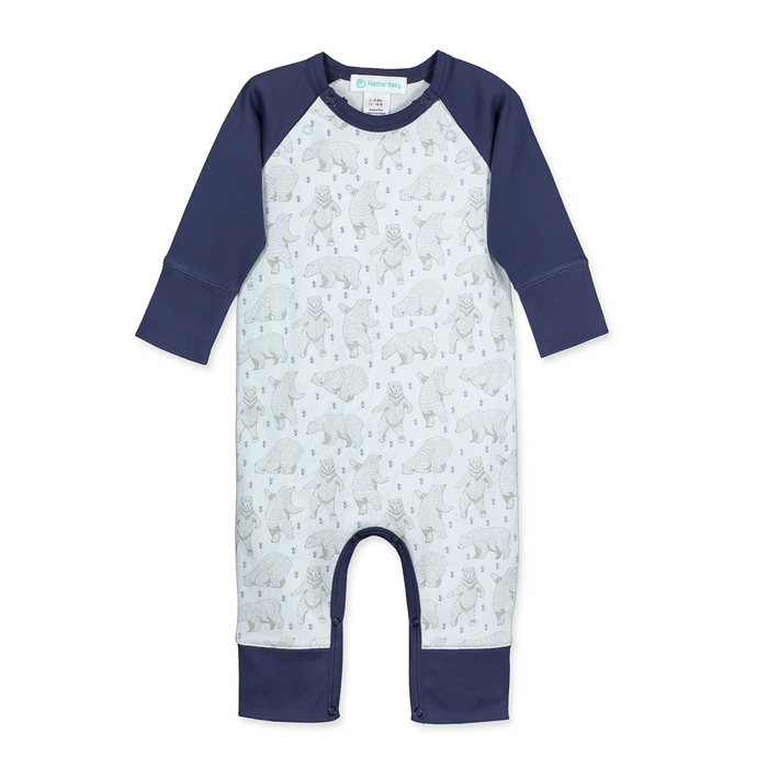 Feather Baby Dancing Bears On Blue Romper